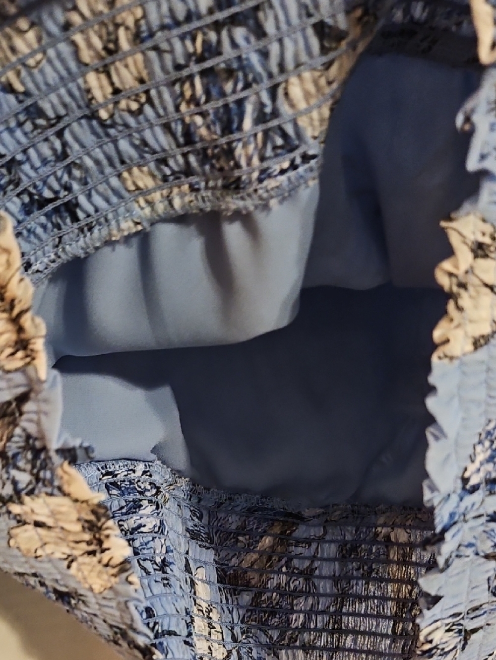 White House Black Market Light Blue Floral Blouse - Picture 9 of 11